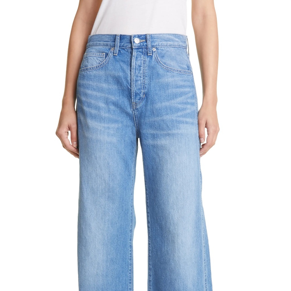 Veronica Beard Taylor High Waist Rigid Wide Leg Raw Hem Jeans  - Size 26